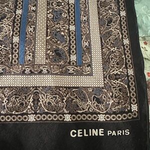 Celine Paris Black and Blue Patterned Scarf